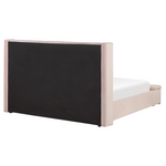 Bett mit Stauraumbank Samtstoff NOYERS 160 x 200 cm Pastellrosa