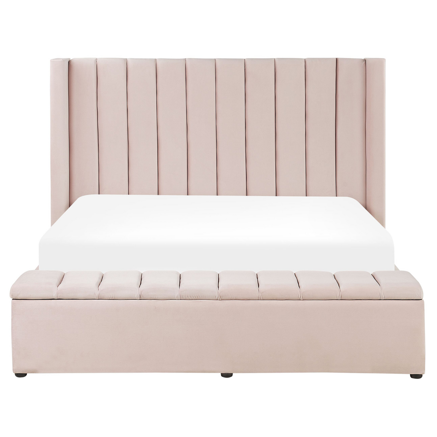Bett mit Stauraumbank Samtstoff NOYERS 160 x 200 cm Pastellrosa