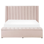 Bett mit Stauraumbank Samtstoff NOYERS 160 x 200 cm Pastellrosa