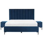 Schlafzimmer Set Samtstoff SEZANNE 180 x 200 cm Marineblau