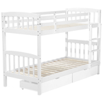 Hochbett mit Schubladen Kiefernholz REVIN 90 x 200 cm Weiss