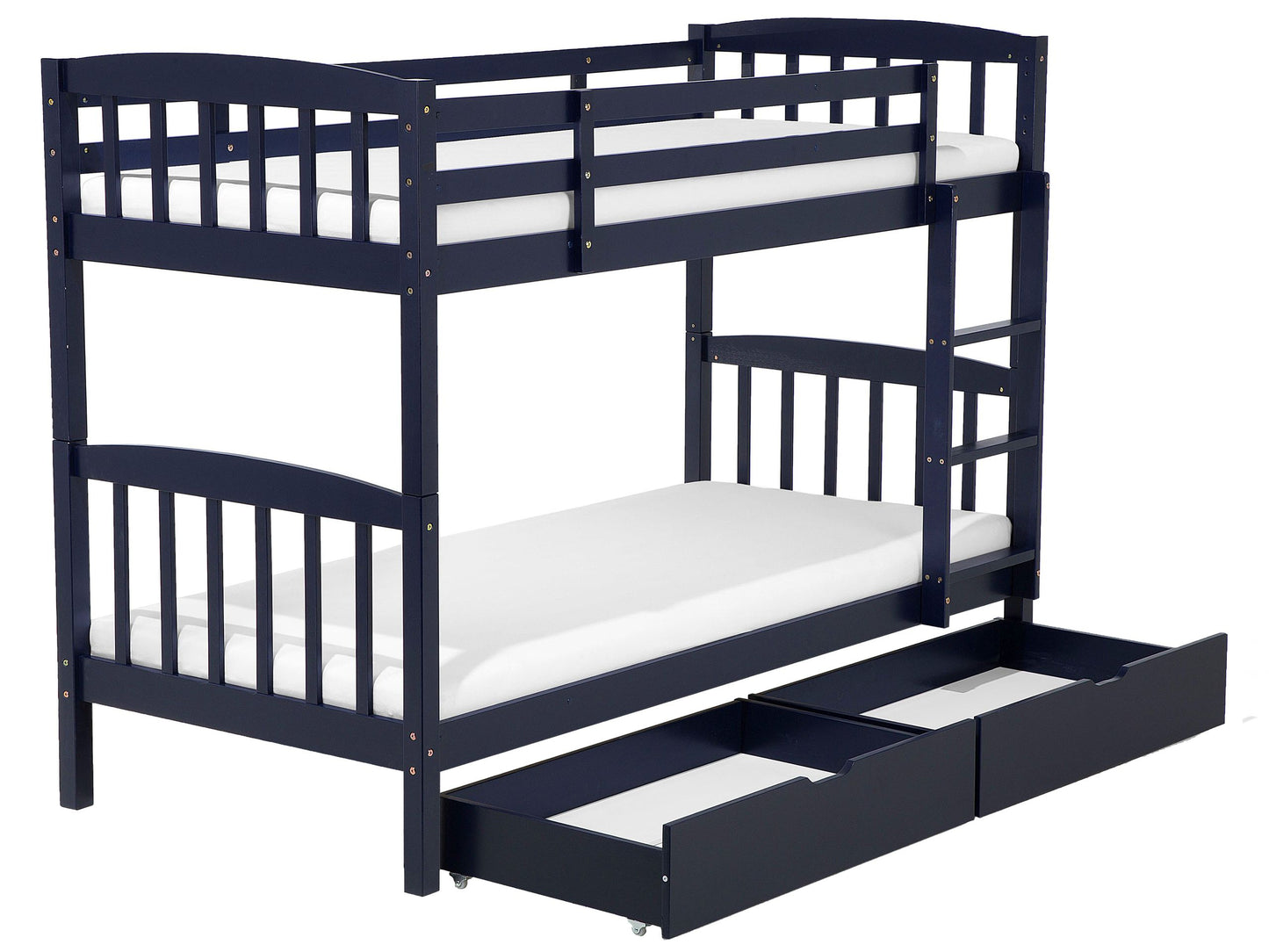 Hochbett mit Schubladen Kiefernholz REVIN 90 x 200 cm Marineblau