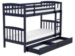 Hochbett mit Schubladen Kiefernholz REVIN 90 x 200 cm Marineblau