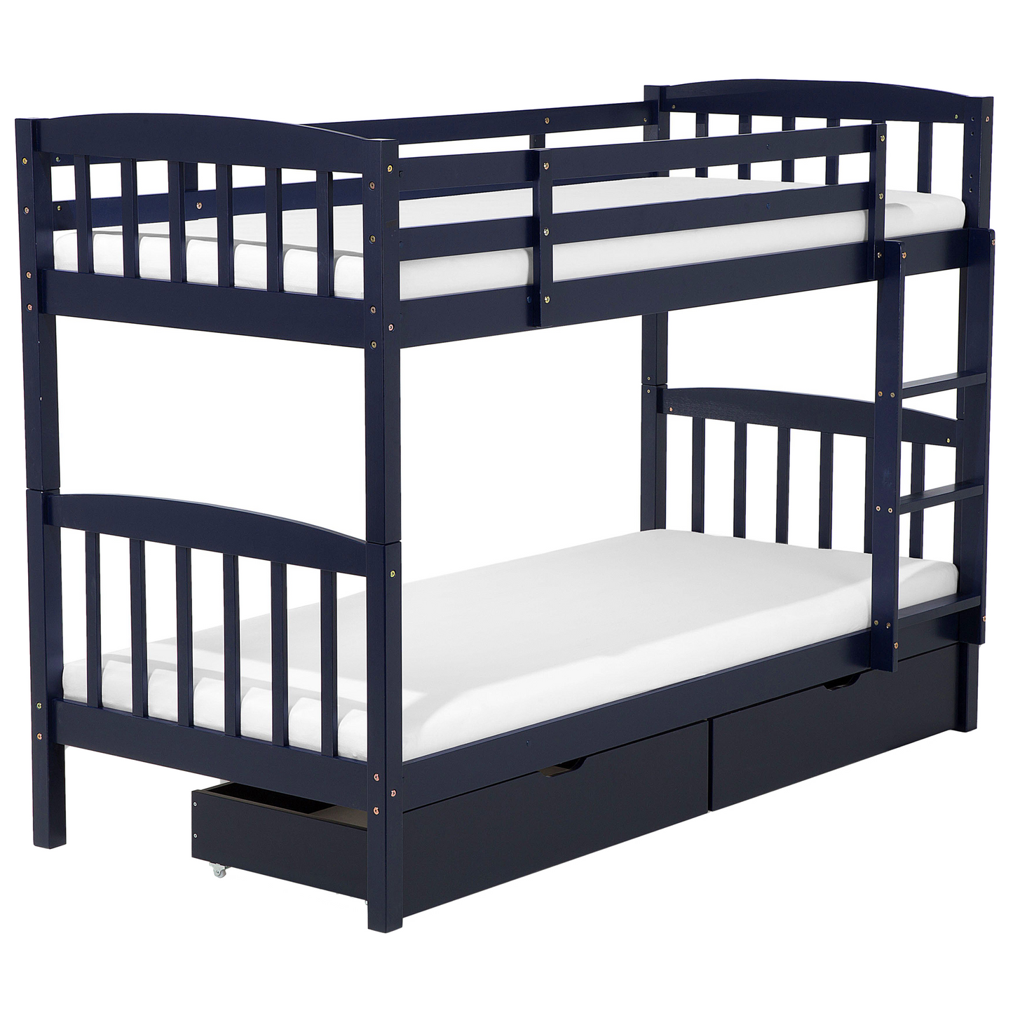 Hochbett mit Schubladen Kiefernholz REVIN 90 x 200 cm Marineblau