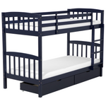 Hochbett mit Schubladen Kiefernholz REVIN 90 x 200 cm Marineblau