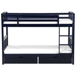 Hochbett mit Schubladen Kiefernholz REVIN 90 x 200 cm Marineblau