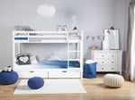 Hochbett mit Schubladen Kiefernholz ALBON 90 x 200 cm Weiss