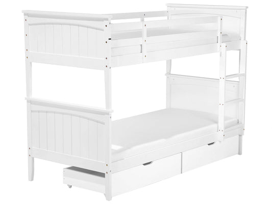Hochbett mit Schubladen Kiefernholz ALBON 90 x 200 cm Weiss