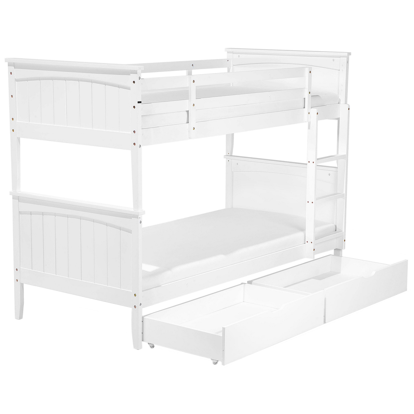 Hochbett mit Schubladen Kiefernholz ALBON 90 x 200 cm Weiss