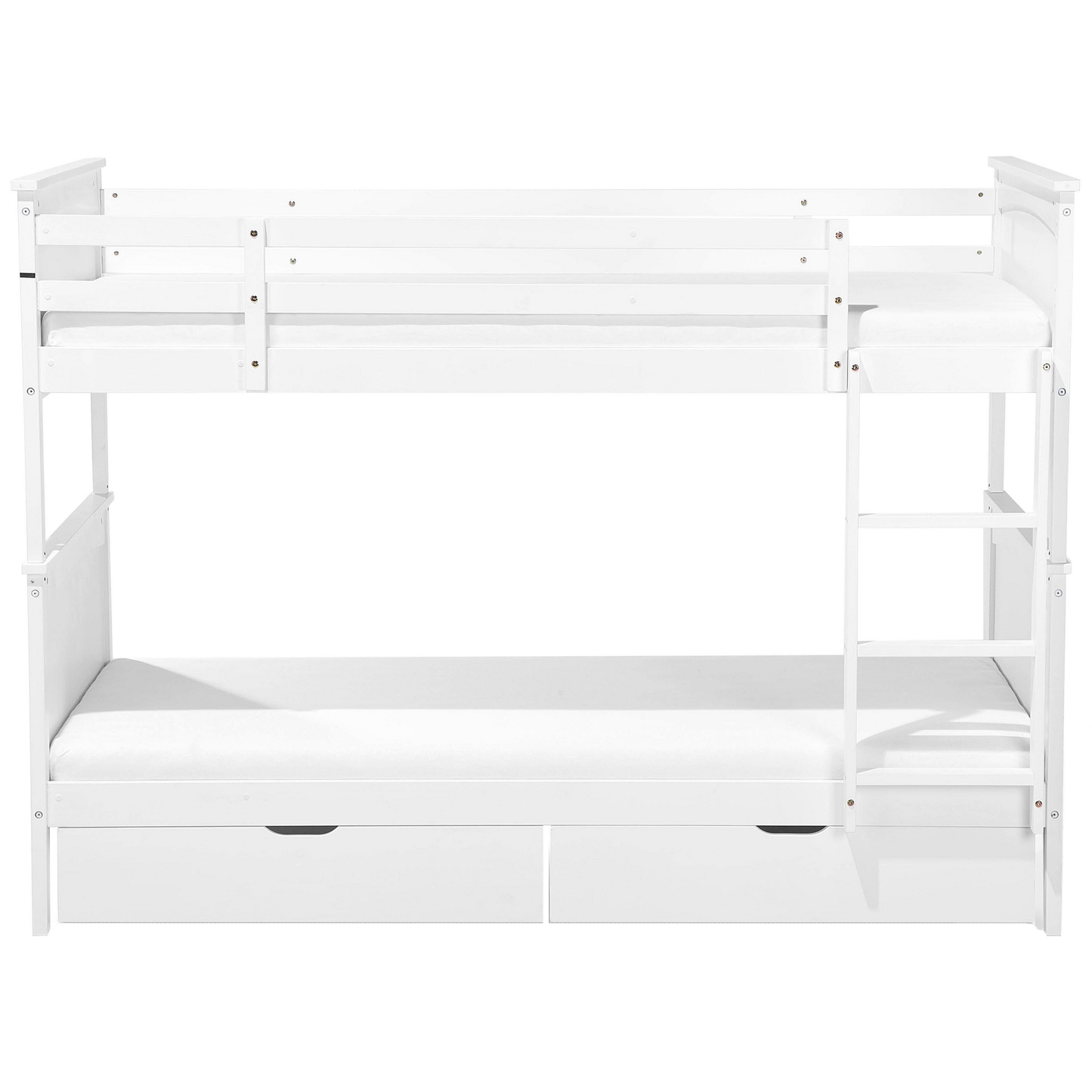 Hochbett mit Schubladen Kiefernholz ALBON 90 x 200 cm Weiss