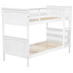 Hochbett mit Schubladen Kiefernholz ALBON 90 x 200 cm Weiss