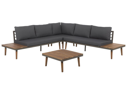 Garten Ecksofa mit Tisch 5-Sitzer CORATO Akazienholz Grau