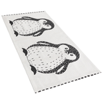 Kinderteppich Baumwolle weiss / schwarz 60 x 90 cm Pinguin-Muster HAJDARABAD