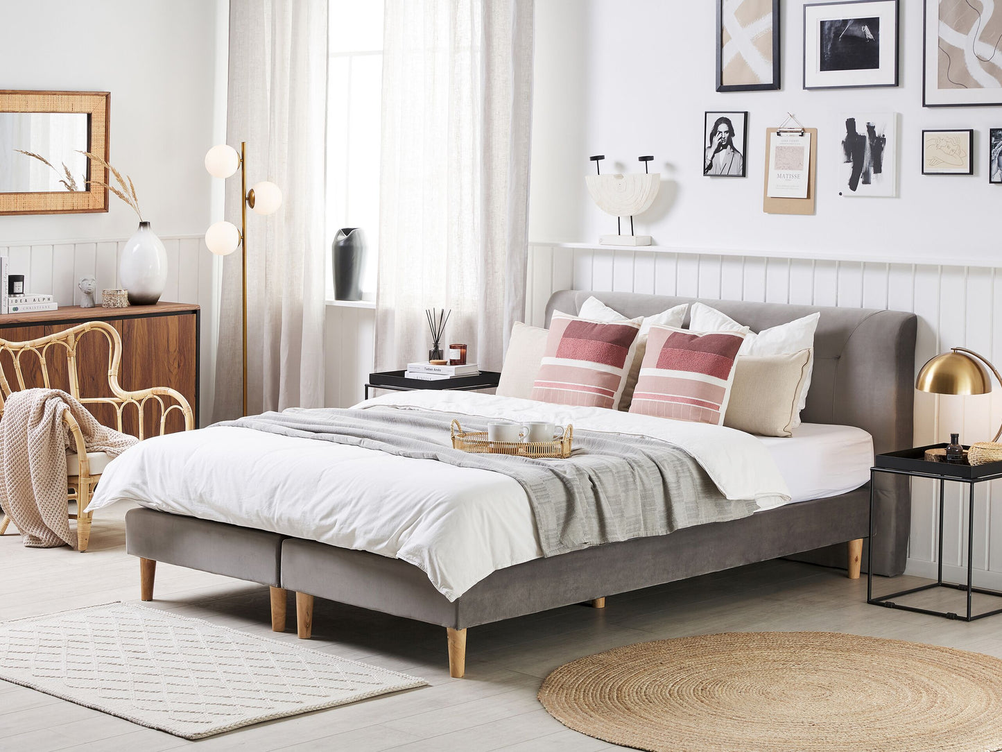 Boxspringbett Samtstoff MARQUISE 180 x 200 cm Grau