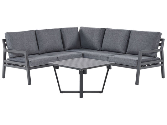 Garten Ecksofa mit Tisch 5-Sitzer VIZZINI Metall Grau
