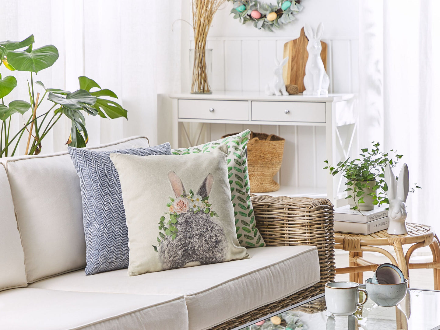Dekokissen 2er Set FATSIA Baumwolle 45 x 45 cm Taupe Tiermuster