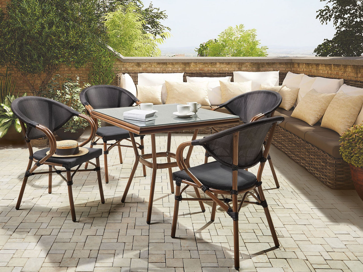 Gartentisch Set Glas Schwarz CASPRI