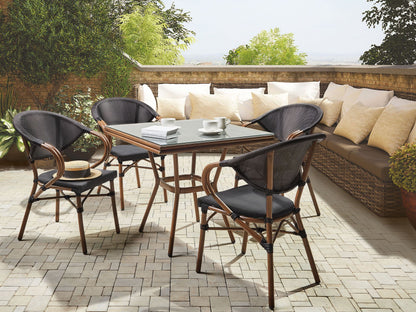 Gartentisch Set Glas Schwarz CASPRI