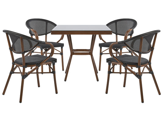 Gartentisch Set Glas Schwarz CASPRI