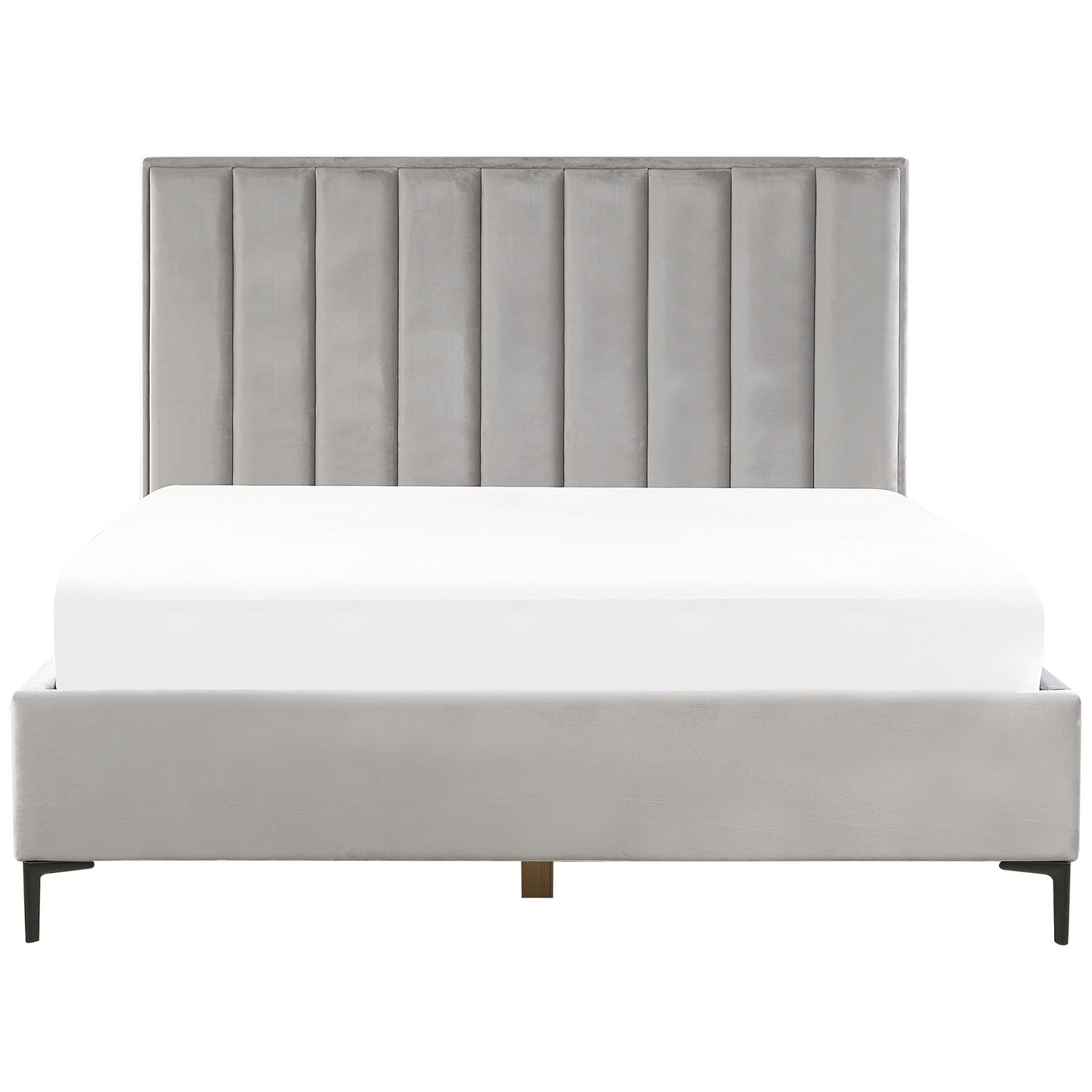 Bett mit Stauraum Samtstoff SEZANNE 180 x 200 cm Hellgrau