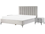Schlafzimmer Set Samtstoff SEZANNE 180 x 200 cm Hellgrau