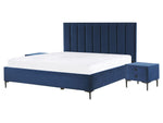 Schlafzimmer Set Samtstoff SEZANNE 160 x 200 cm Marineblau