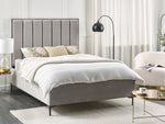 Bett mit Stauraum Samtstoff SEZANNE 140 x 200 cm Hellgrau