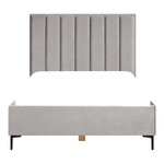 Bett mit Stauraum Samtstoff SEZANNE 140 x 200 cm Hellgrau