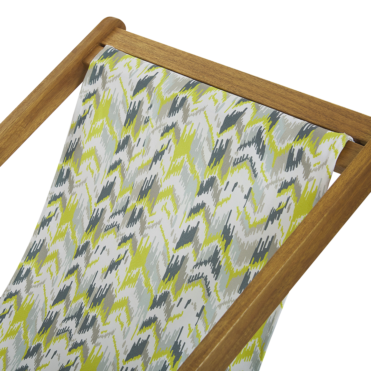 Liegestuhl Akazienholz hellbraun Textil weiss / gelb ZickZack-Muster 2er Set ANZIO