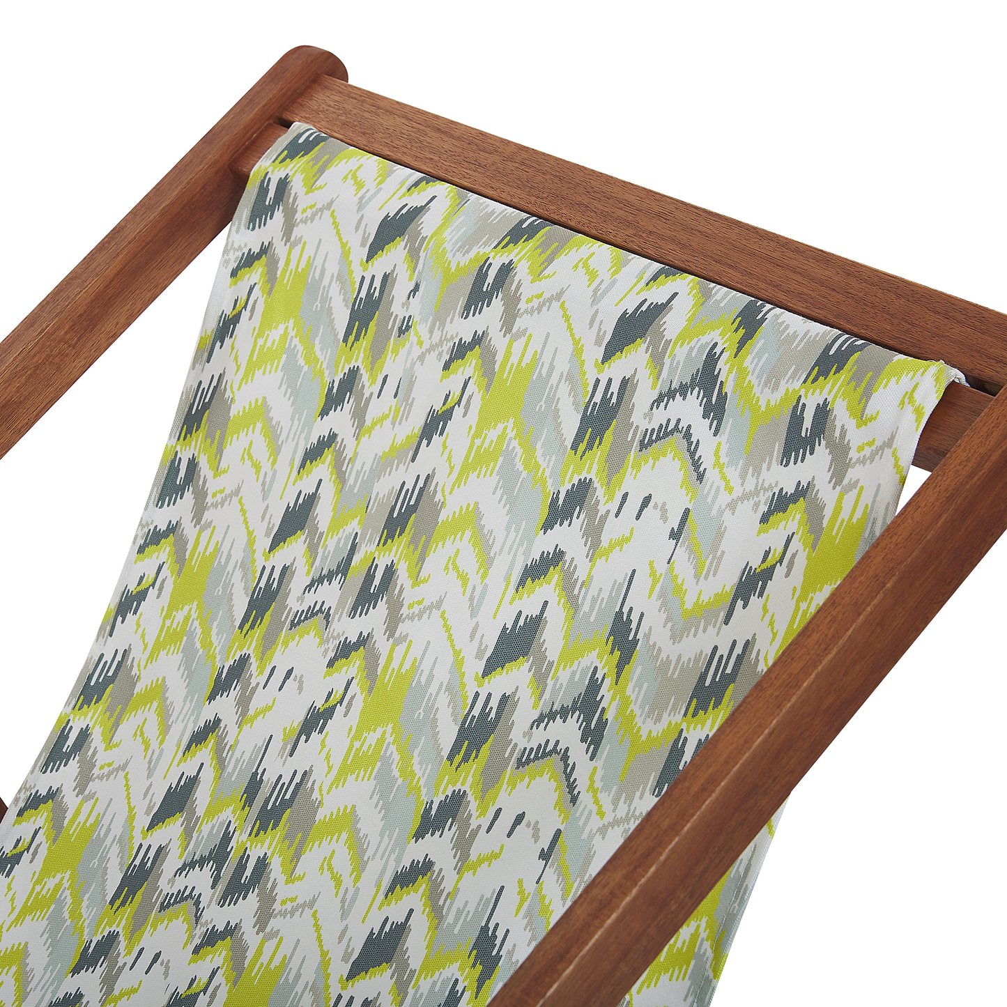 Liegestuhl Akazienholz dunkelbraun Textil weiss / gelb ZickZack-Muster 2er Set ANZIO