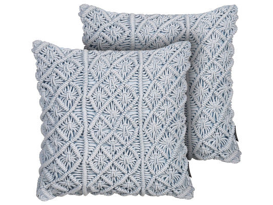 Dekokissen 2er Set GOREME Bouclé 45 x 45 cm Blau Geometrisches Muster