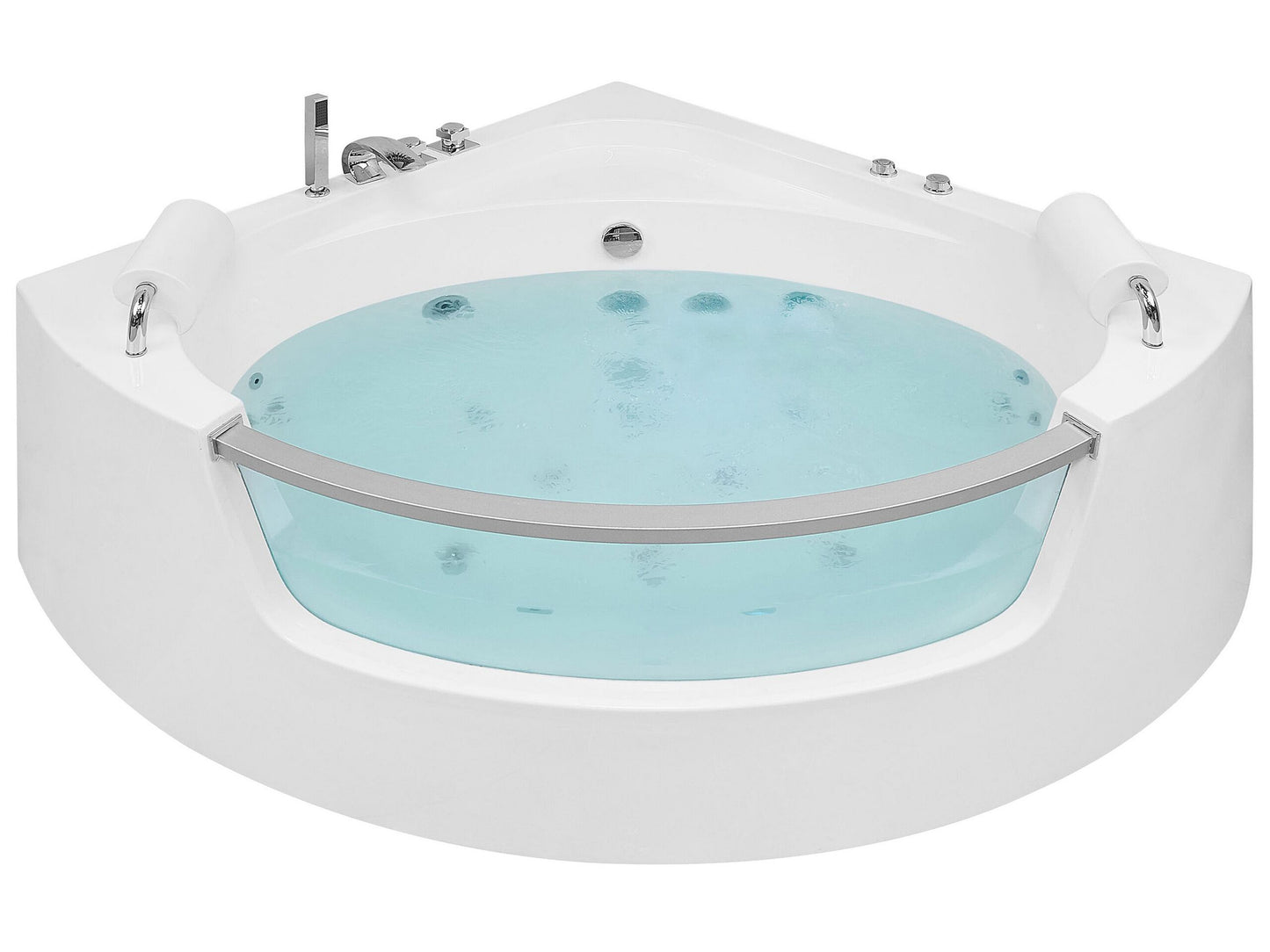 Whirlpool Badewanne weiss Eckmodell mit LED 187 x 136 cm MANGLE
