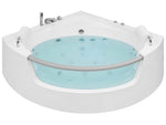 Whirlpool Badewanne weiss Eckmodell mit LED 187 x 136 cm MANGLE