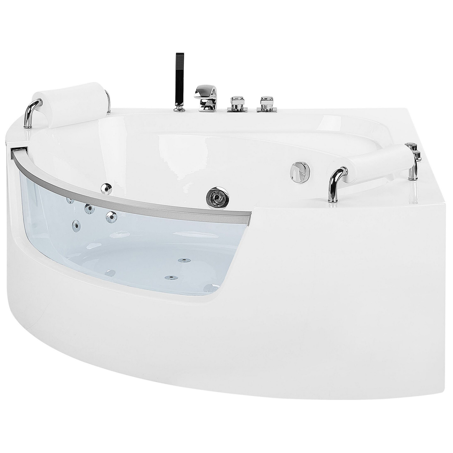 Whirlpool Badewanne weiss Eckmodell mit LED 187 x 136 cm MANGLE