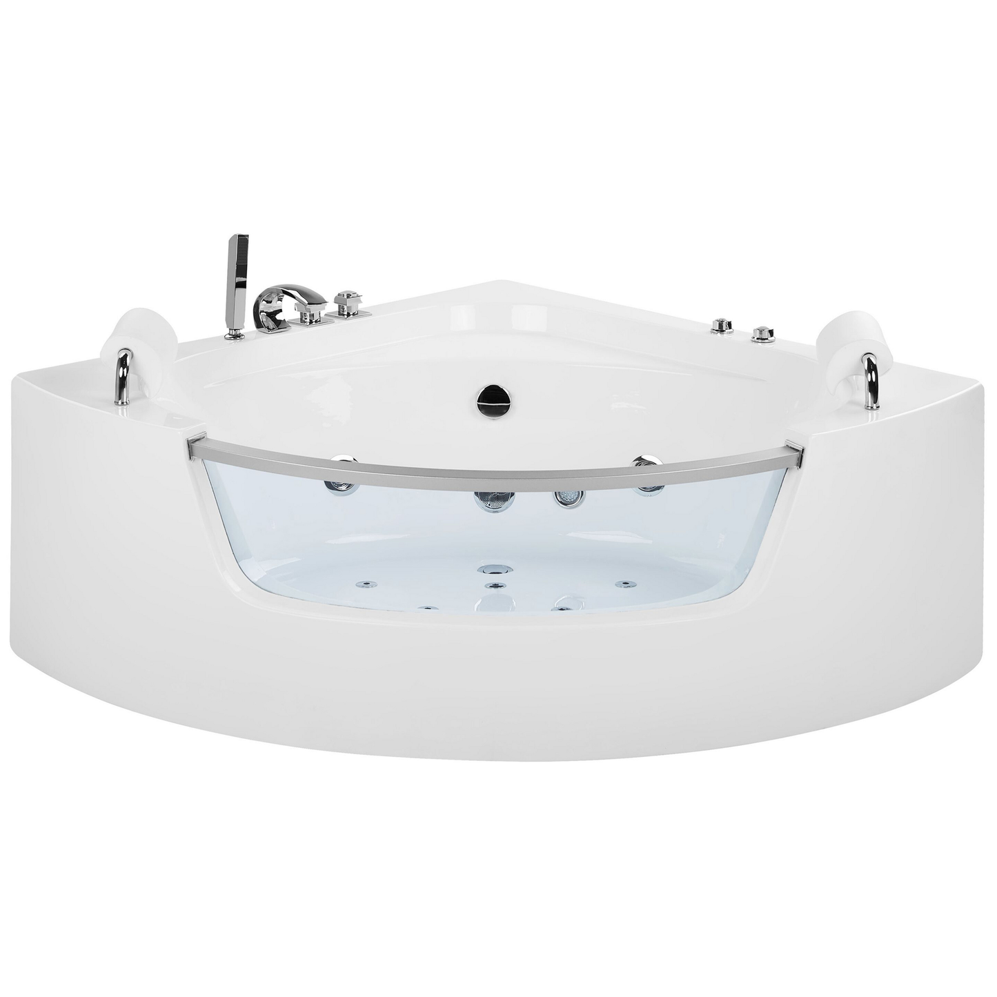 Whirlpool Badewanne weiss Eckmodell mit LED 187 x 136 cm MANGLE