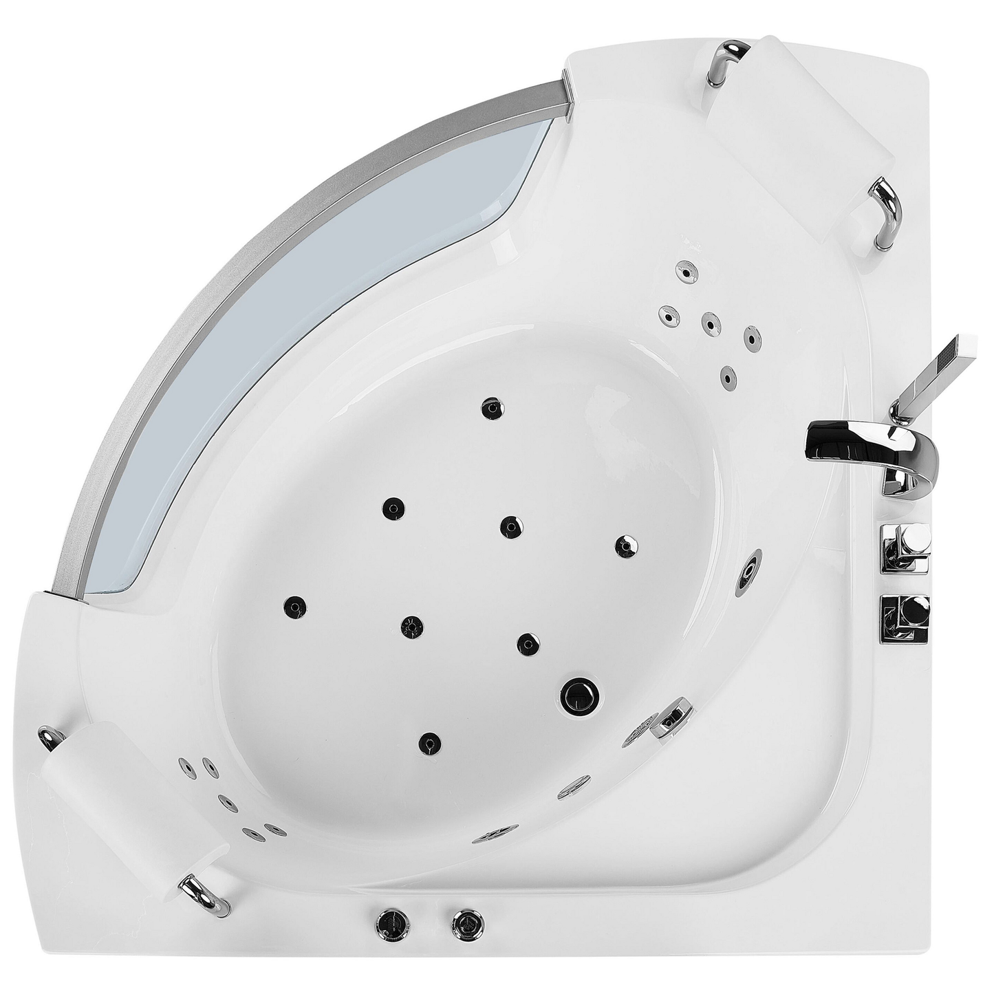 Whirlpool Badewanne weiss Eckmodell mit LED 187 x 136 cm MANGLE