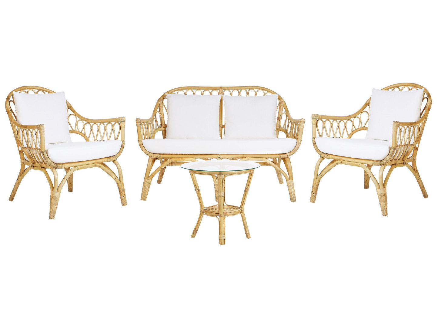 Lounge Set mit Tisch 4-Sitzer SIBARI Rattan Naturfarben