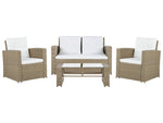 Lounge Set mit Tisch 4-Sitzer LUCA Polyrattan Hellbraun