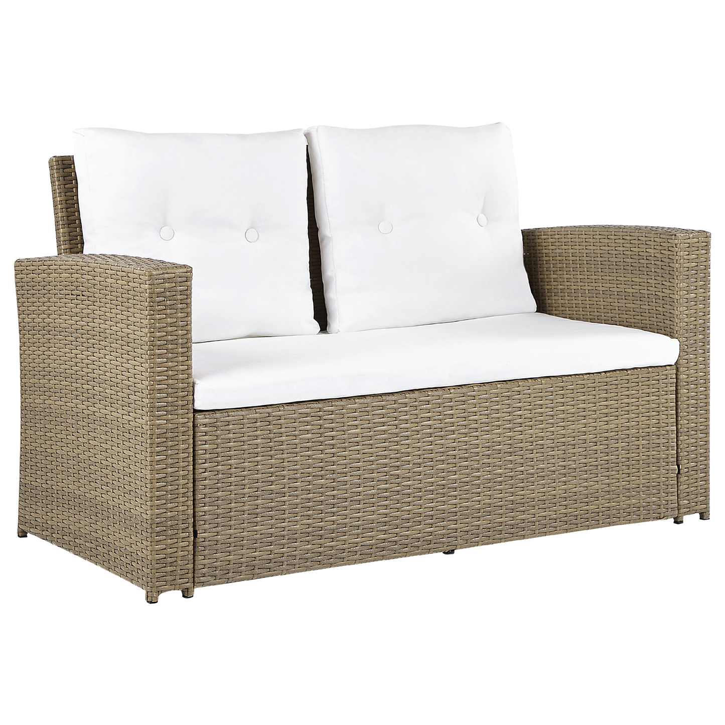 Lounge Set mit Tisch 4-Sitzer LUCA Polyrattan Hellbraun