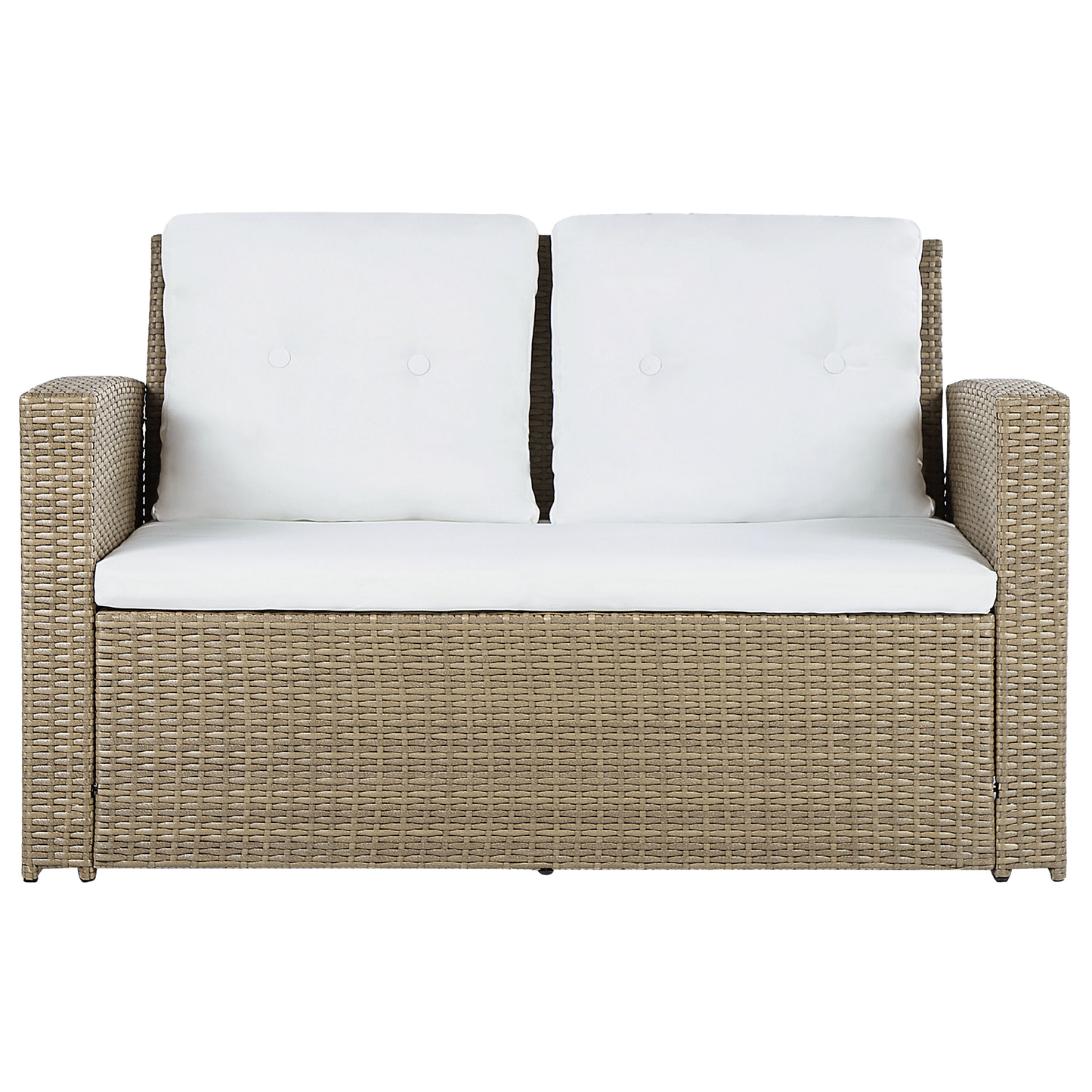 Lounge Set mit Tisch 4-Sitzer LUCA Polyrattan Hellbraun