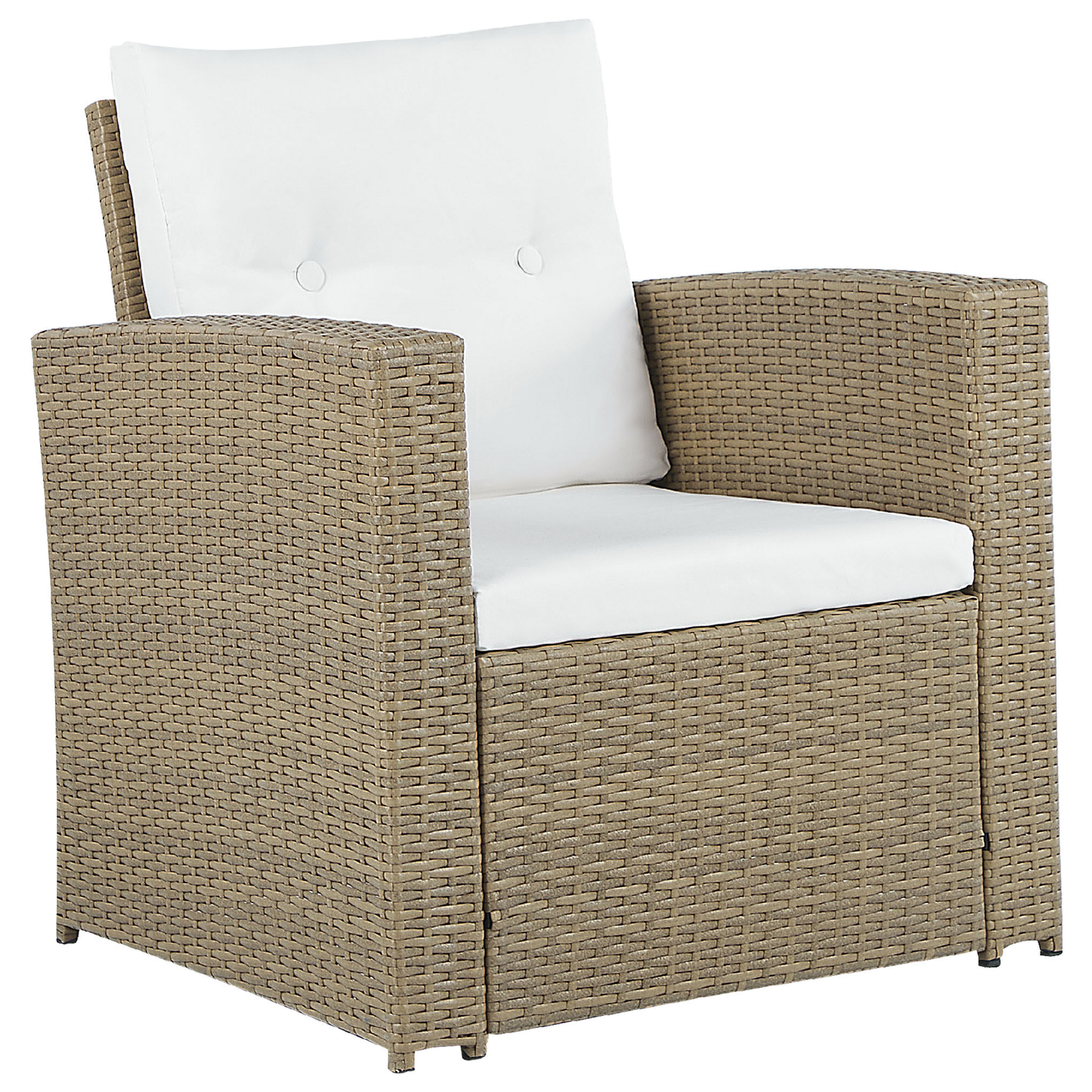 Lounge Set mit Tisch 4-Sitzer LUCA Polyrattan Hellbraun