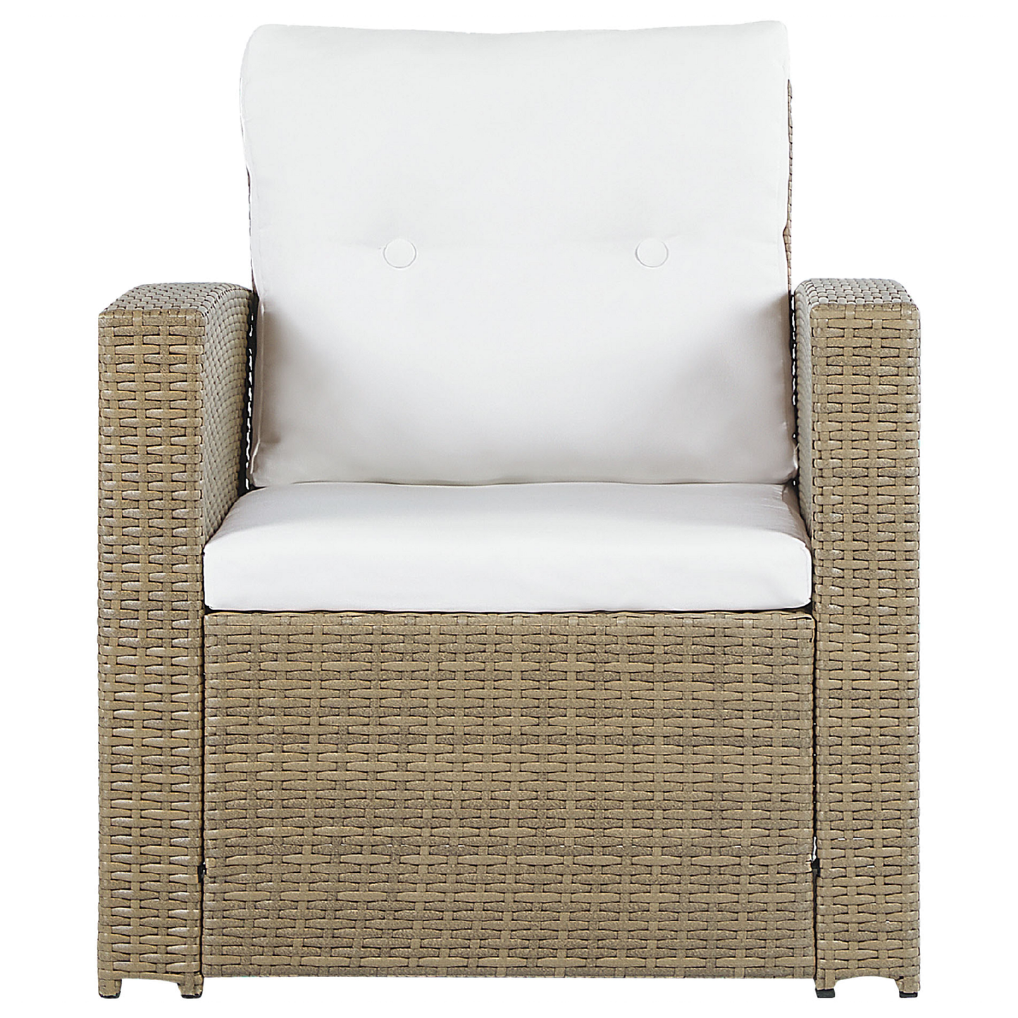 Lounge Set mit Tisch 4-Sitzer LUCA Polyrattan Hellbraun