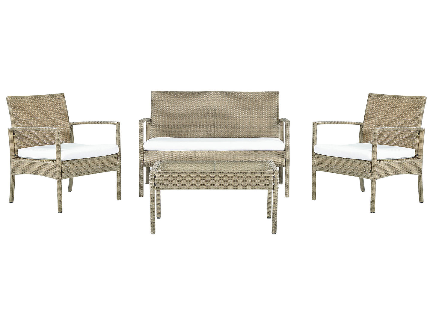Lounge Set mit Tisch 4-Sitzer MARSALA Polyrattan Hellbraun