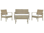 Lounge Set mit Tisch 4-Sitzer MARSALA Polyrattan Hellbraun