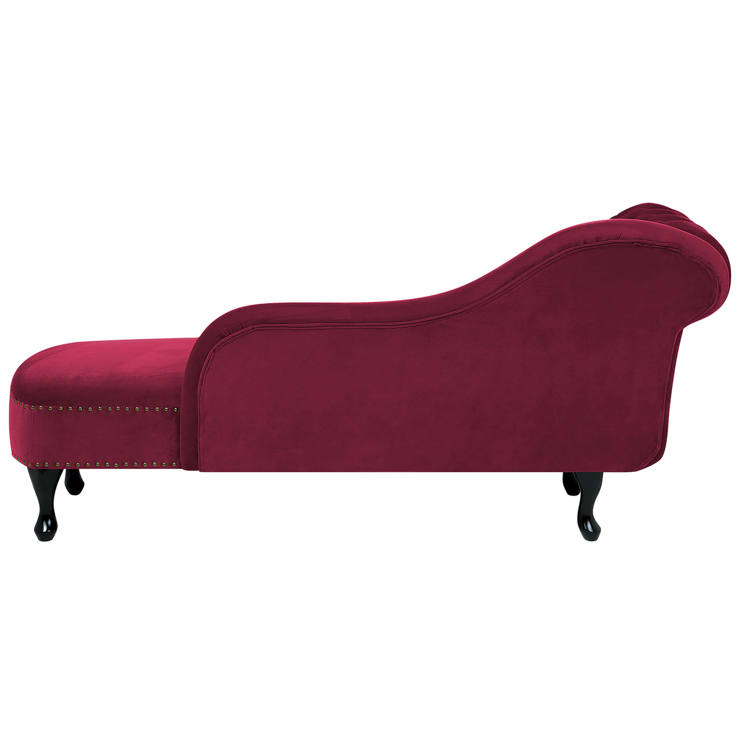 Chaiselongue Samtstoff burgunderrot linksseitig NIMES