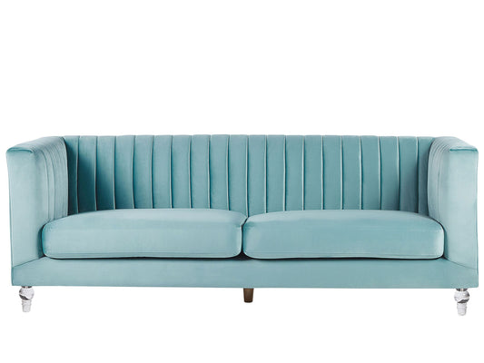 3-Sitzer Sofa Samtstoff hellblau ARVIKA