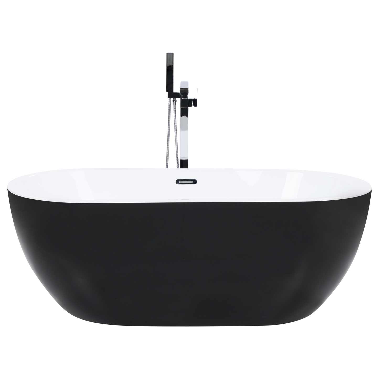 Badewanne freistehend schwarz oval 170 x 80 cm NEVIS