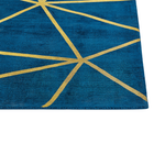 Teppich marineblau / gold 80 x 150 cm geometrisches Muster Kurzflor HAVZA