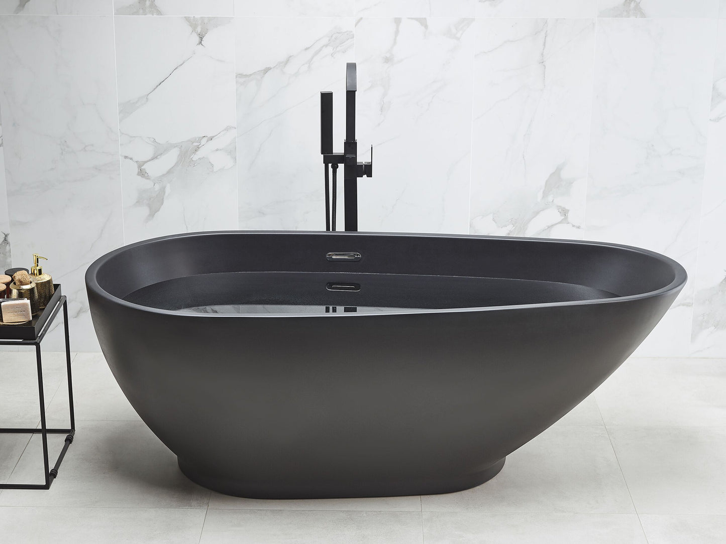 Badewanne freistehend matt schwarz 173 x 82 cm GUIANA