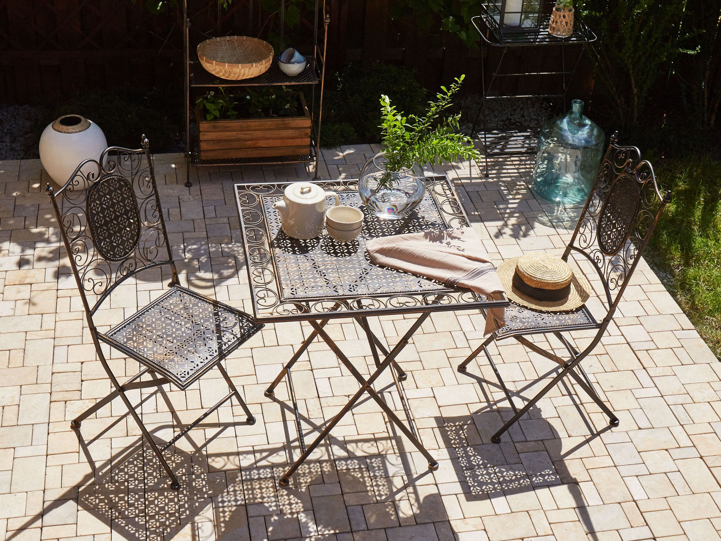 Bistro Set klappbar BORMIO Metall Schwarz